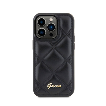 Guess Quilted Metal Logo - Etui iPhone 15 Pro (czarny) (GUHCP15LPSQSQSK)