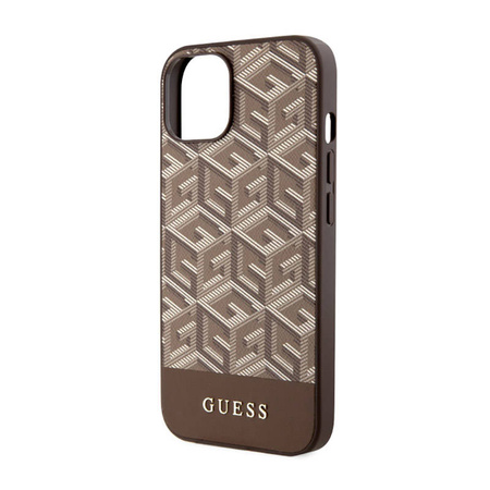 Guess GCube Stripes MagSafe - Etui iPhone 14 Plus (Brązowy) (GUHMP14MHGCFSEW)