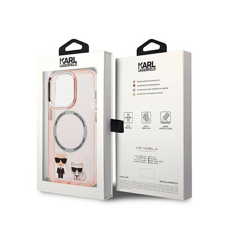 Karl Lagerfeld Karl & Choupette Aluminium MagSafe - Etui iPhone 14 Pro (różowy) (KLHMP14LHKCP)