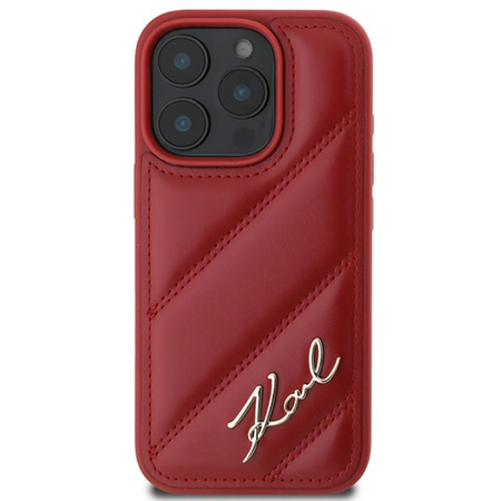 Karl Lagerfeld Quilted Signature - Etui iPhone 16 Pro (czerwony) (KLHCP16LPQDSMGR)