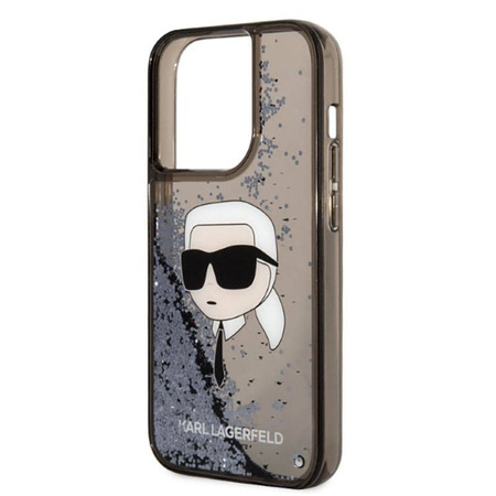 Karl Lagerfeld Liquid Glitter NFT Karl's Head - Etui iPhone 14 Pro (czarny) (KLHCP14LLNKHCK)