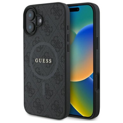 Guess 4G Ring Classic Logo MagSafe - Etui iPhone 16 (czarny) (GUHMP16SG4GFRK)
