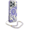 Guess Palm Trees Triangle Pearl Strap MagSafe - Etui do iPhone 16 Pro Max (fioletowy) (GUHMP16XHPCTPLSU)