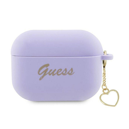 Guess Silicone Heart Charm - Etui AirPods Pro 2 (fioletowy) (GUAP2LSCHSU)