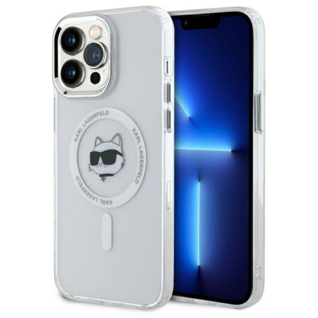 Karl Lagerfeld IML Metal Choupette Head MagSafe - Etui iPhone 14 Pro Max (biały) (KLHMP14XHLSCHH)