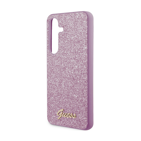 Guess Glitter Flakes Metal Logo Case - Etui Samsung Galaxy S24 (fioletowy) (GUHCS24SHGGSHU)
