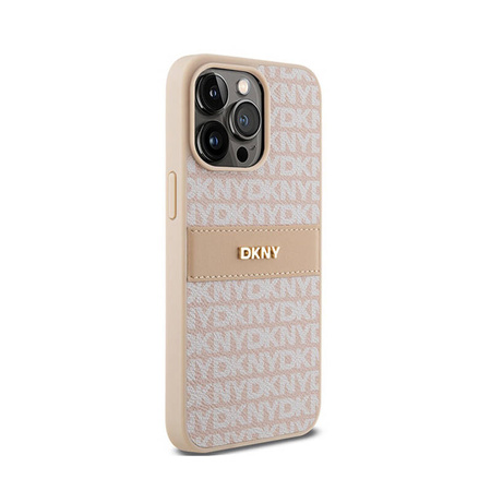 DKNY Leather Mono Stripe & Metal Logo - Etui iPhone 15 Pro Max (różowy) (DKHCP15XPRTHSLP)