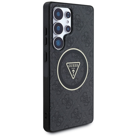 Guess 4G Glitter Triangle Buttons MagSafe - Etui do Samsung Galaxy S25 Ultra (czarny) (GUHMS25LHG4PRTGK)