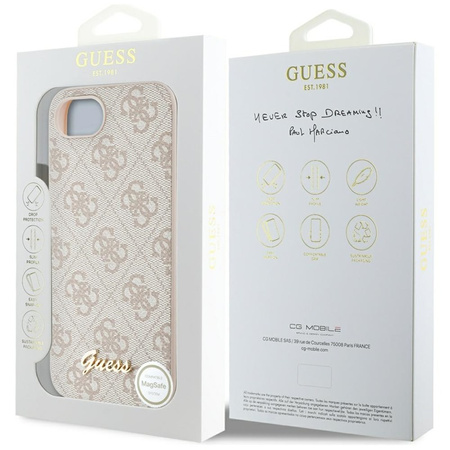 Guess 4G Script Logo MagSafe - Etui do iPhone 16e (różowy) (GUHMPSE4HG4SHP)