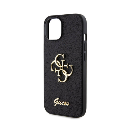 Guess Glitter Script Big 4G - Etui iPhone 15 (czarny) (GUHCP15SHG4SGK)