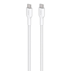 PURO Fabric - Kabel w oplocie heavy duty USB-C do USB-C 1,2m (biały) (PUCUSBCUSBCFABK4WHI)