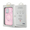 Guess Ring Stand Script Glitter MagSafe - Etui iPhone 15 Pro (różowy) (GUHMP15LHRSGSP)