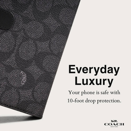 Coach Folio Signature C Case - Etui 2w1 z klapką iPhone 15 Pro (Charcoal) (CH052704)