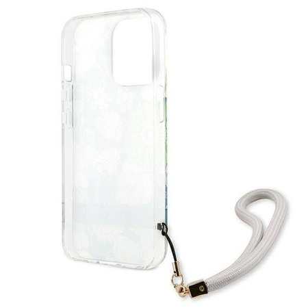 Guess Flower Cord - Etui ze smyczką iPhone 13 Pro Max (Green) (GUHCP13XHFLSN)