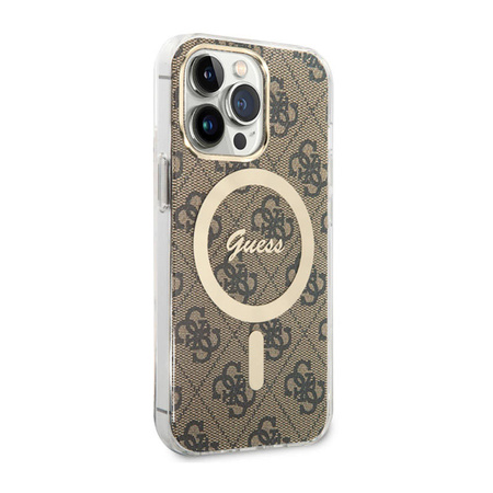 Guess 4G MagSafe - Etui iPhone 13 Pro (Brązowy) (GUHMP13LH4STW)