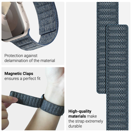 Crong Melange - Pasek magnetyczny do Apple Watch 44/45/46/49 mm (niebieski melanż) (CRG-44MEL-BLU)