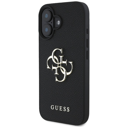 Guess Grained Big 4G Logo Small Classic Logo - Etui do iPhone 16 (czarny) (GUHCP16SPGT4MBK)