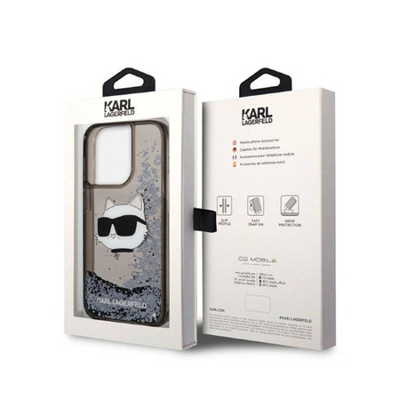 Karl Lagerfeld Liquid Glitter NFT Choupette Head - Etui iPhone 14 Pro (czarny) (KLHCP14LLNCHCK)