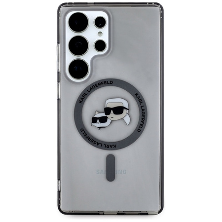 Karl Lagerfeld Button Karl & Choupette Heads Printed Logo MagSafe - Etui Samsung Galaxy S25 Ultra (czarny) (KLHMS25LHLSKCK)