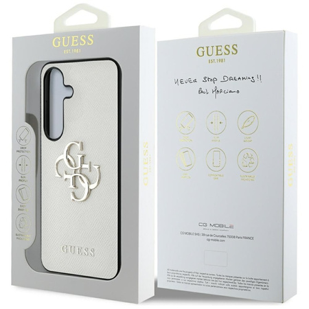 Guess Grained Big 4G Logo Small Classic Logo - Etui do Samsung Galaxy S25 (beżowy) (GUHCS25SPGT4MBE)