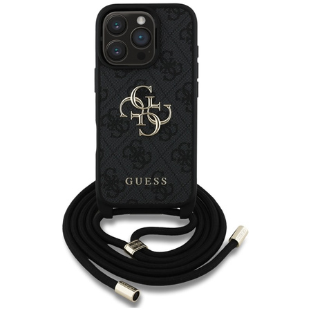Guess 4G Big Logo Cord Strap Crossbody - Etui do iPhone 16 Pro Max (czarny) (GUHCP16XP4GMGCRK)