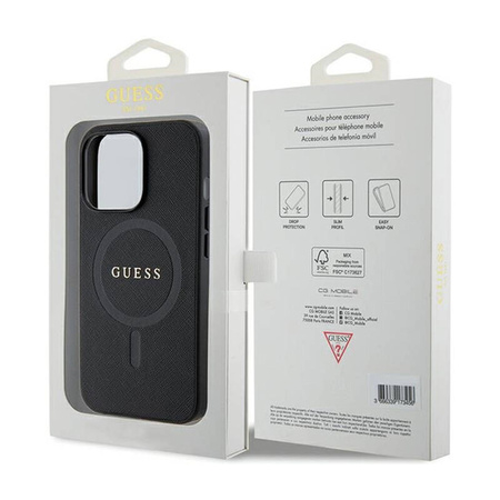 Guess Saffiano MagSafe - Etui iPhone 13 Pro (czarny) (GUHMP13LPSAHMCK)