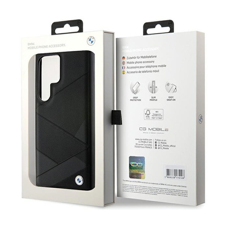 BMW Signature Leather Crossing Lines Pattern - Etui Samsung Galaxy S24 Ultra (czarny) (BMHCS24L23RCGPK)