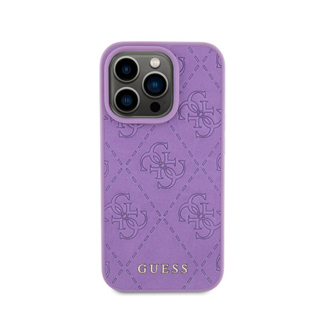 Guess Leather 4G Stamped - Etui iPhone 15 Pro (fioletowy) (GUHCP15LP4EPMU)
