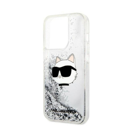 Karl Lagerfeld Liquid Glitter NFT Choupette Head - Etui iPhone 14 Pro Max (srebrny) (KLHCP14XLNCHCS)