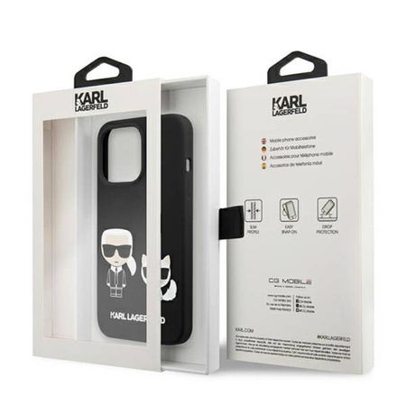 Karl Lagerfeld Slilicone Karl & Choupette - Etui iPhone 13 Pro (czarny) (KLHCP13LSSKCK)