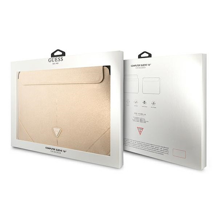 Guess Saffiano Triangle Logo Sleeve - Etui na notebooka 16" (beżowy) (GUCS16PSATLE)