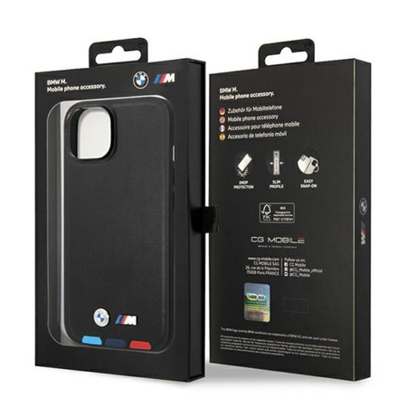 BMW Leather Hot Stamp Tricolor – Etui iPhone 14 Plus (Czarny) (BMHCP14M22PTDK)
