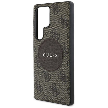 Guess 4G Round Patch Classic Logo MagSafe - Etui do Samsung Galaxy S25 Ultra (brązowy) (GUHMS25LP4PGRSGW)
