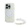 Guess IML Flowers Allover Electro With Pearl Strap MagSafe - Etui iPhone 16 Pro (biały) (GUHMP16LHCPOFPH)