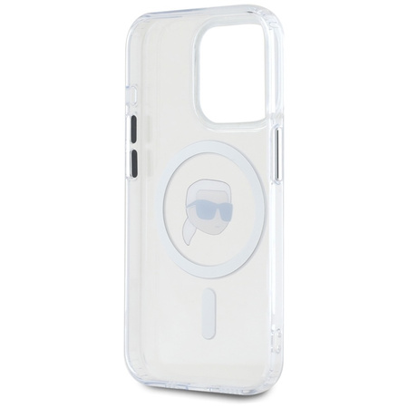 Karl Lagerfeld IML Metal Karl Head MagSafe - Etui do iPhone 15 Pro Max (biały) (KLHMP15XHLSKIH)