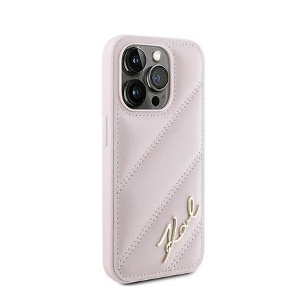 Karl Lagerfeld Diagonal Quilted Script - Etui iPhone 15 Pro Max (różowy) (KLHCP15XPQDSMGP)