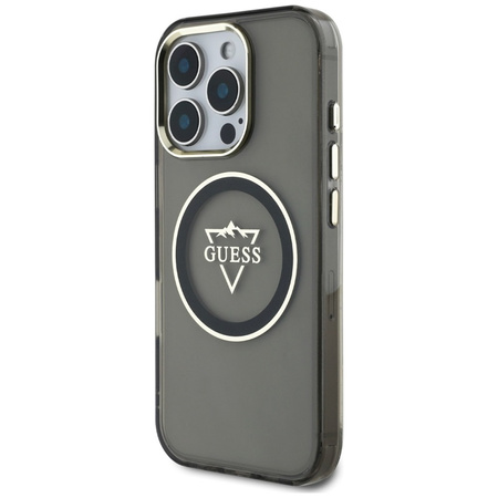 Guess IML Metal Mountain Logo MagSafe - Etui do iPhone 16 Pro Max (czarny) (GUHMP16XHFGTMSLSK)