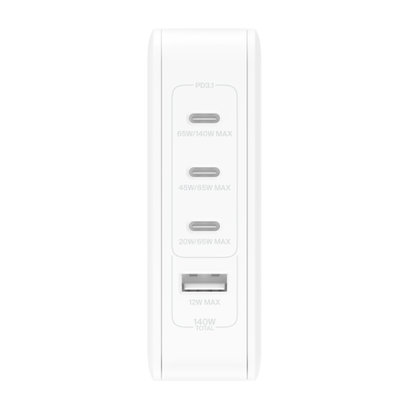 Belkin 140W 4 x porty GaN ładowarka ścienna, biała (WCH014BTWH)