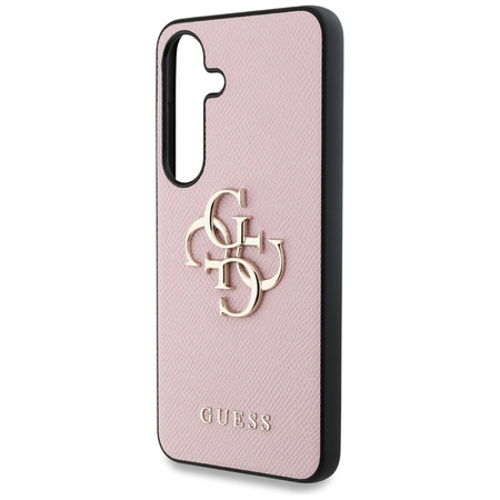 Guess Grained Big 4G Logo Small Classic Logo - Etui do Samsung Galaxy S25 (różowy) (GUHCS25SPGT4MBP)