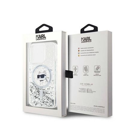 Karl Lagerfeld Liquid Glitter Choupette Head MagSafe - Etui iPhone 14 Pro (przezroczysty) (KLHMP14LLGCHSGH)
