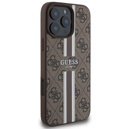 Guess 4G Printed Stripes MagSafe - Etui iPhone 16 Pro Max (brązowy) (GUHMP16XP4RPSW)