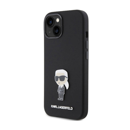 Karl Lagerfeld Silicone Ikonik Metal Pin - Etui iPhone 15 (czarny) (KLHCP15SSMHKNPK)