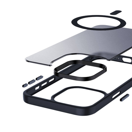 Crong Hybrid Frost MAG Cover - Etui iPhone 15 Pro MagSafe (granatowy) (CRG-HFM-IP1561P-BLUE)