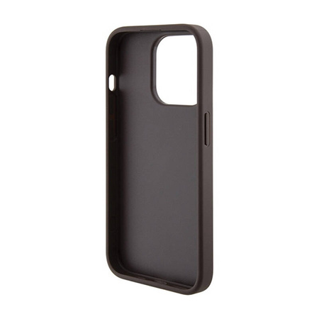 Guess Grip Stand 4G Triangle Strass Logo - Etui iPhone 15 Pro Max (brązowy) (GUHCP15XPGS4TDW)