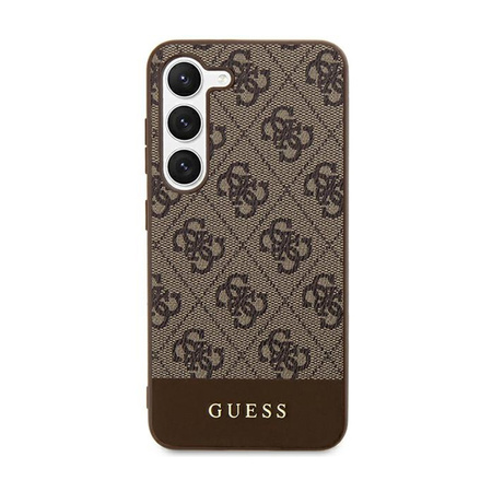 Guess 4G Bottom Stripe Metal Logo Collection - Etui Samsung Galaxy S24+ (brązowy) (GUHCS24MG4GLBR)