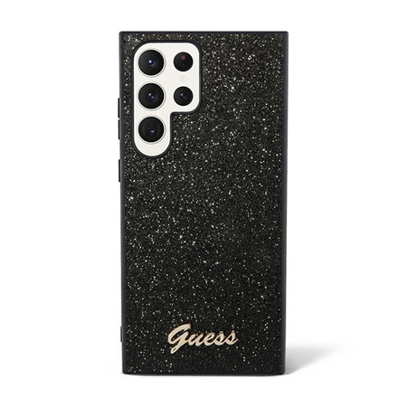 Guess Glitter Flakes Metal Logo Case - Etui Samsung Galaxy S24 Ultra (czarny) (GUHCS24LHGGSHK)