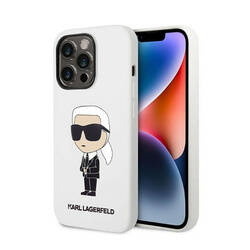 Karl Lagerfeld Silicone NFT Ikonik - Etui iPhone 14 Pro Max (biały) (KLHCP14XSNIKBCH)