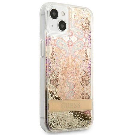 Guess Liquid Glitter Paisley - Etui iPhone 13 mini (złoty) (GUHCP13SLFLSD)