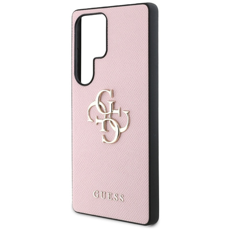 Guess Grained Big 4G Logo Small Classic Logo - Etui do Samsung Galaxy S25 Ultra (różowy) (GUHCS25LPGT4MBP)