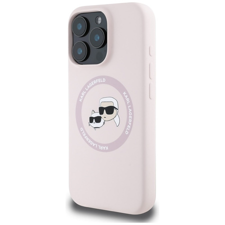 Karl Lagerfeld Silicone Double Heads And Circle MagSafe - Etui do iPhone 16 Pro Max (różowy) (KLHMP16XSKCHTCP)